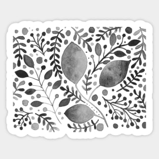 Black and white watercolor leaves Sticker